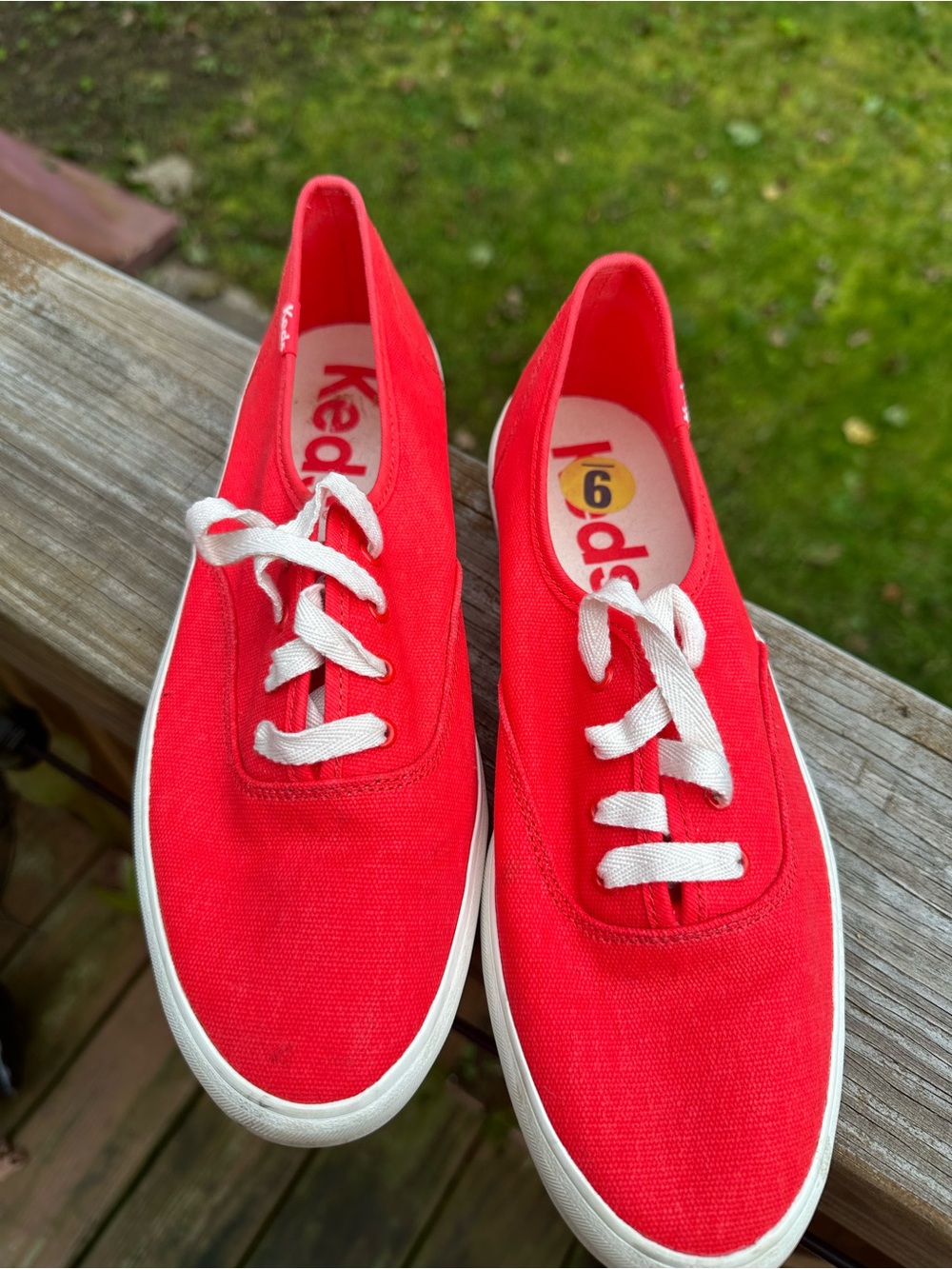 Keds Red Canvas Low-Top Sneakers with White Laces